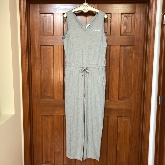 NWOT - Calvin Klein Gray Knit Jumpsuit w/Drawstring Elastic Waist - Picture 1 of 9